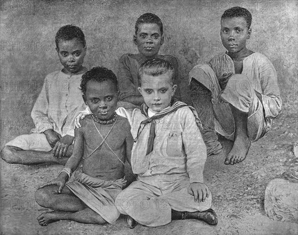 ''Black and White'--Little Jack (Jack Hore reference Highgate Cemetery) The boy missionary and his p Creator: Unknown.