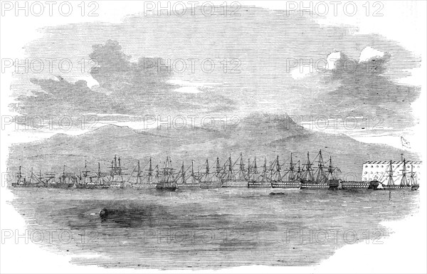Russian Fleet moored outside the Batteries of Sebastopol, under the guns, September 22, 1854. Creator: Unknown.