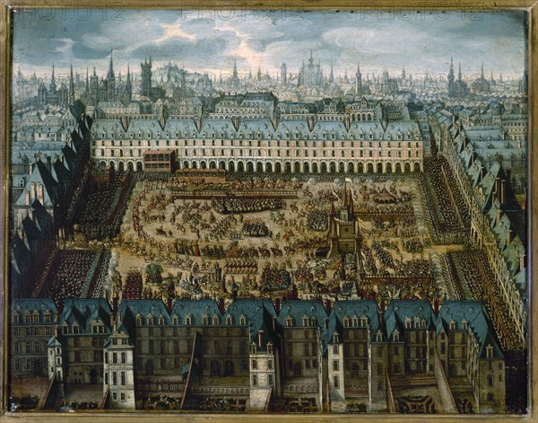 Story of the Knights of Glory, a large carousel in Place Royale..., from April 5 to 7, 1612. Creator: Unknown.