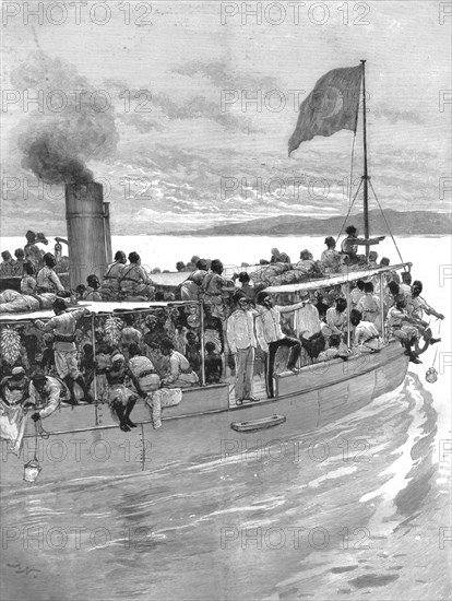 'The Graphic' Stanley Number; Emin Pasha on board the steamer 'Khedive' crossing the Albert Nyanza t Creator: Unknown.