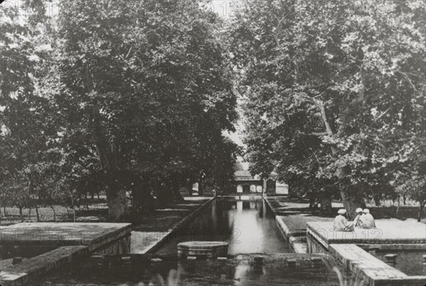 Reproduction of a book illustration showing Shalimar Bagh (gardens), nr. Srinagar, Kashmir, c1925. Creator: Frances Benjamin Johnston.