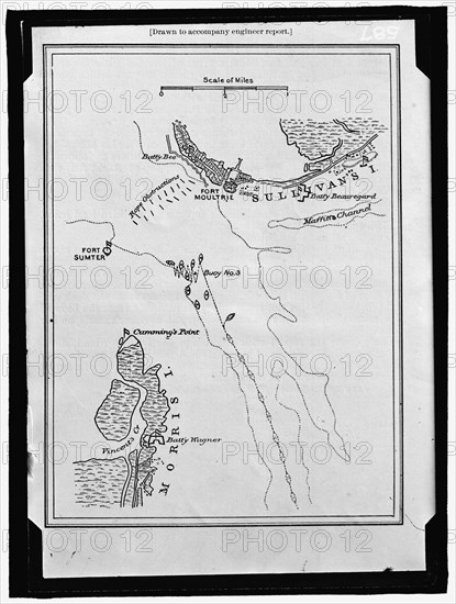 Map showing Fort Sumter and Fort Moultrie, between 1909 and 1914. Creator: Harris & Ewing.