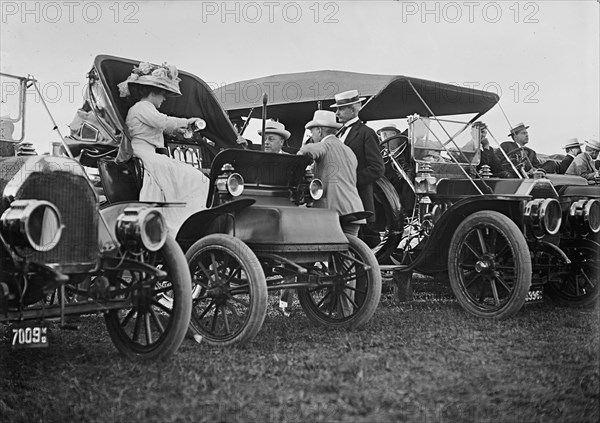 Wright Flights, Fort Myer, Va, July 1909. Spectators: Mrs. Longworth; Sec. Knox..., Sec. Nagle. Creator: Harris & Ewing.