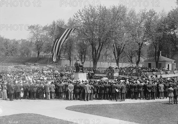 John Carroll, Statue At Georgetown University, Dedicated May 4, 1912 - Scenes At Desk, 1912 May 4.  Creator: Harris & Ewing.