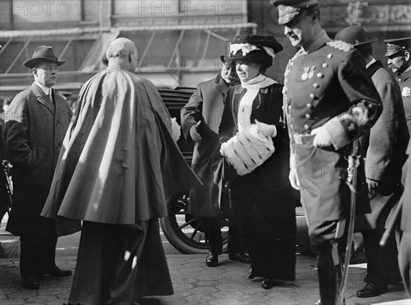 Pan American Mass, Thanksgiving Day At St. Patrick's - Father Russell; Taft; Mrs. Taft...,  1912. Creator: Harris & Ewing.