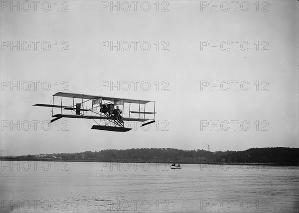 Lieutenant Theodore G. Ellyson, U.S.Navy, Testing Seaplane On Potomac, 1911. Creator: Harris & Ewing.