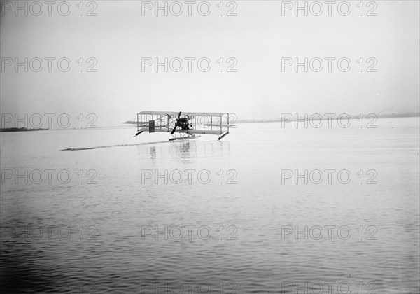 Lieutenant Theodore G. Ellyson, U.S.Navy, Testing Seaplane On Potomac, 1911. Creator: Harris & Ewing.