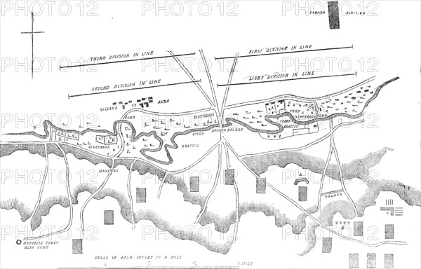 Official Plan of the Battle of the Alma - Distribution of the British Troops at the..., 1854. Creator: Unknown.