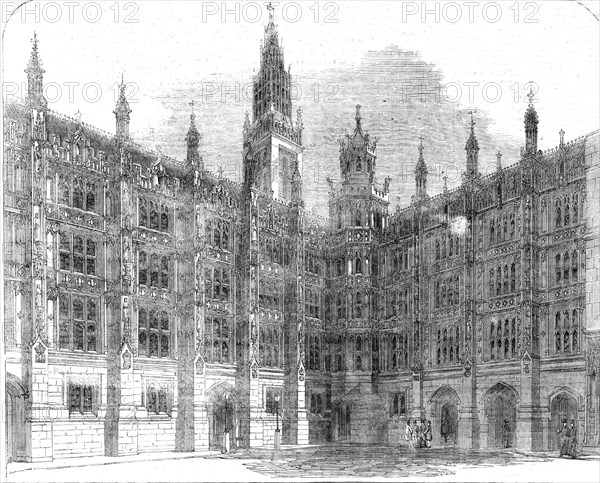 The New Houses of Parliament - Entrance to the Star-Chamber Court, New Palace-Yard, 1854. Creator: Unknown.