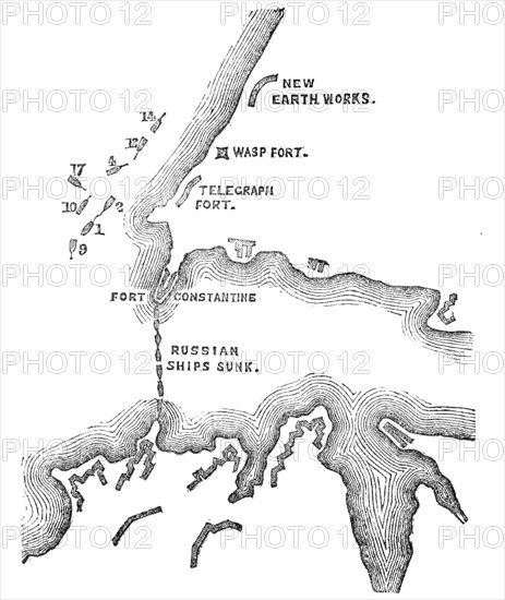 Plan of the Attack at 5.30pm, when these were almost exclusively the Ships engaged with the..., 1854 Creator: Unknown.