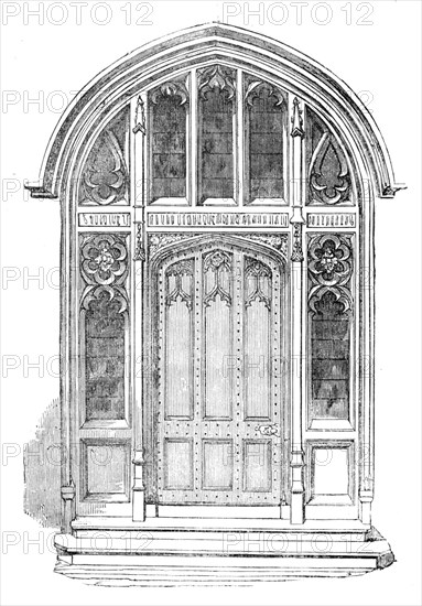 The New Houses of Parliament - Doorway of the Serjeant-at-Arms' Residence, 1854. Creator: Unknown.