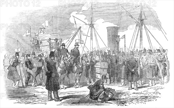 Embarkation of Arms, at Calais, on Friday, 1854. Creator: Unknown.