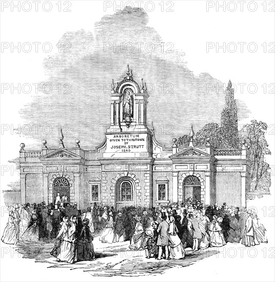 Anniversary Fete at the Arboretum, Derby - The Entrance Gateway, 1854. Creator: Unknown.