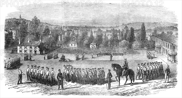 Foot Guards at Squad Drill, at the St. John's Wood Barracks, 1854. Creator: Unknown.