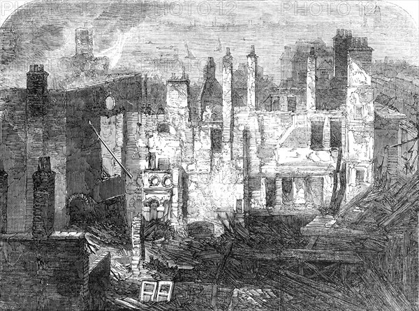 Remains of the Whittington Club, after the fire, 1854. Creator: Unknown.