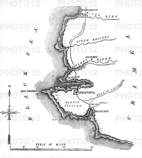 Siege of Sebastopol - map, 1854. Creator: Unknown.