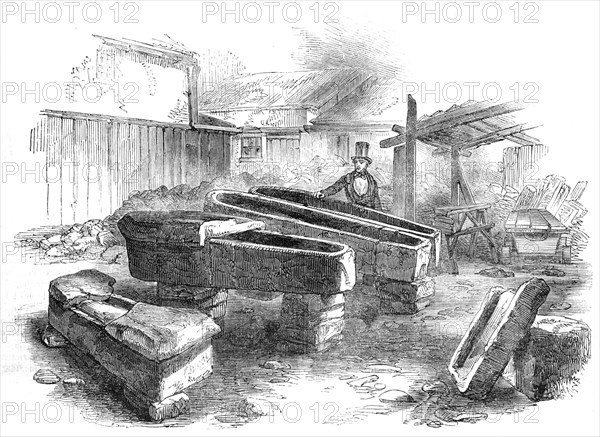 Stone Coffins, found at Bath, 1854.  Creator: Unknown.