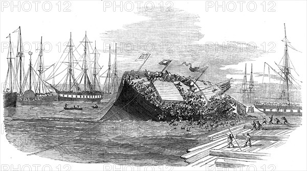 Catastrophe at a Ship-Launch, at Hull, 1854. Creator: Unknown.