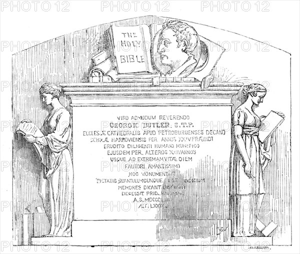 Monument to the late Rev. D. Butler, in Harrow Church, 1854. Creator: Williams.