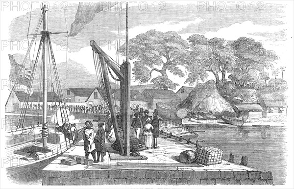 Matacong, on the West Coast of Africa - the Pier, Warehouses, etc., 1854. Creator: Unknown.