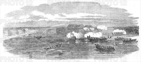 Boat Attack at the Sulineh Mouth of the Danube, 1854. Creator: Unknown.