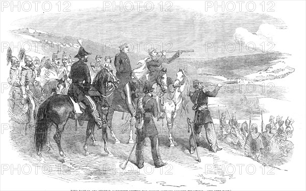 Lord Raglan and General Canrobert visiting the French Outposts opposite Sebastopol, 1854. Creator: Unknown.