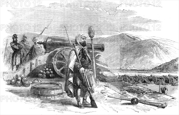 Spahi (Algerian Troops), French Battery on the Heights of Balaclava - from a sketch by..., 1854. Creator: Unknown.