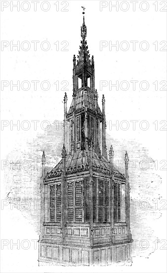 The New Houses of Parliament - Ventilating Shaft, River Front, 1854. Creator: Unknown.