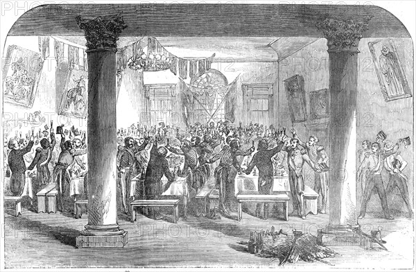 Dejeuner to the 89th Regiment, in the Town-Hall, at Waterford, previous to their Departure..., 1854. Creator: Unknown.