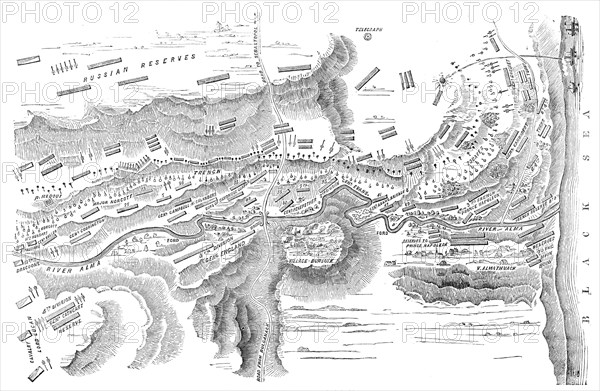 Plan of the Battle of the Alma, 1854. Creator: Unknown.