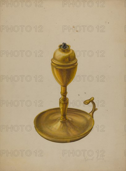 Brass Oil Lamp, c. 1939.