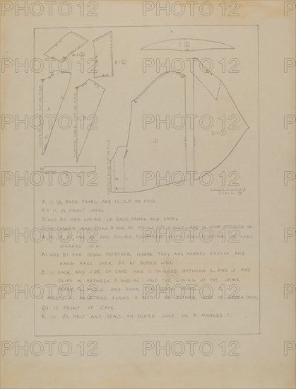 Cape (Pattern), c. 1936.