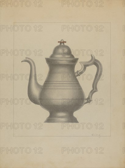 Pewter Coffee Pot, c. 1936.