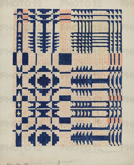 Shaker Coverlet, 1935/1942.