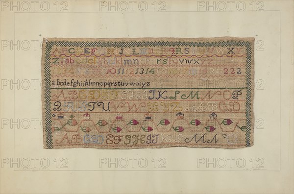 Embroidery Sampler, c. 1937.