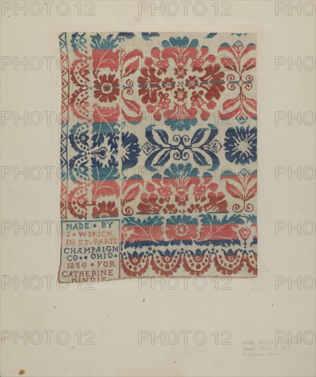 Hand Woven Coverlet, c. 1939.