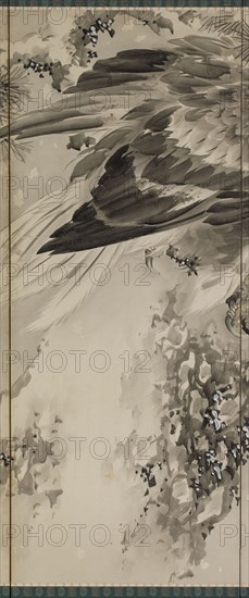 Eagle on a snowy pine, c.1850.