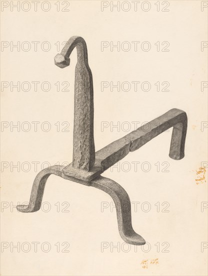 Andiron (one of pair), c. 1938.