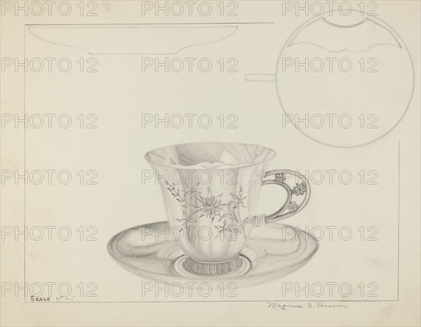 Silver Cup and Saucer, c. 1936.