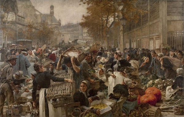Les Halles, 1895. Market in Paris.