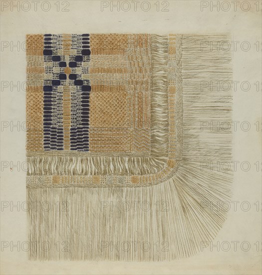 Handwoven Coverlet (Detail), c. 1937.