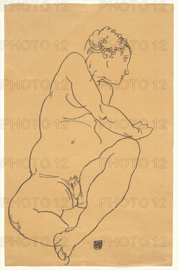 Female Nude Bending to the Left, 1918.