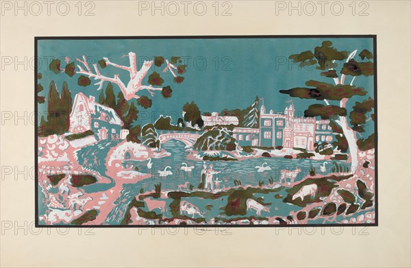 Wallpaper from Bandbox Covering, 1936.