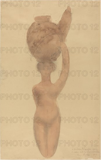 Nude Woman Carrying Vase on Head, 1909.