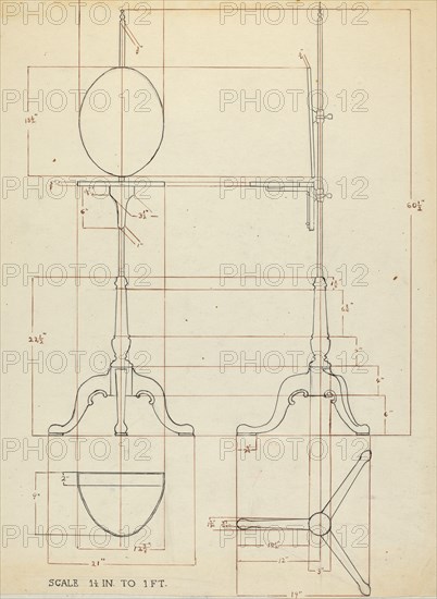 Pole Screen and Candlestand, 1935/1942.