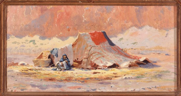 Arab tent in the desert at Blidah, 1890.