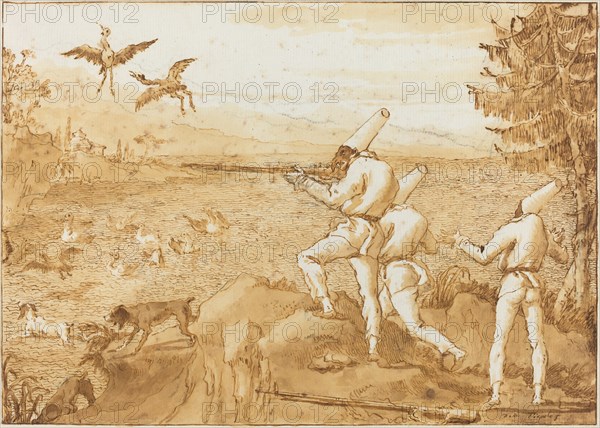 Punchinellos Hunting Waterfowl, c. 1800.