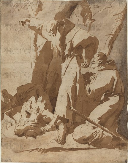 Two Monks with a Prostrate Man, c. 1725.