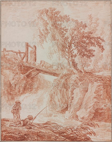 Herdsmen Crossing a Waterfall, 1770/1775.