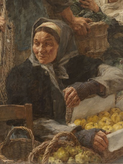 Les Halles, 1895. Market in Paris, detail.